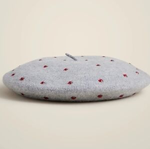Crewcuts Girls Embellished Wool Beret, Gray/ Red